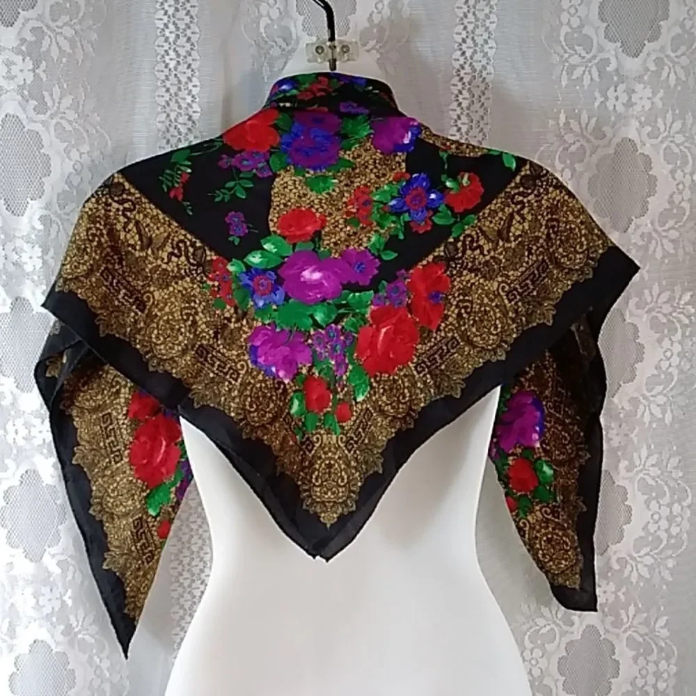Vintage Silk 100% Women Scarf Size 30x30
